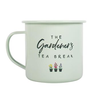 Gardener's Tea Break Enamel Mug, 4 of 4