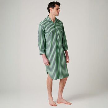 Men's 'Green Flash' Stripe Crisp Cotton Nightshirt, 2 of 4