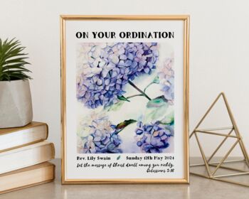 Personalised Ordination Flowers Print Ordination Gift, 6 of 10