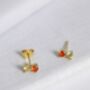 18 K Gold Plated Yellow And Orange Double Stud Earrings, thumbnail 2 of 7