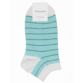 Block Stripe Aqua And Dash Mint Women's Trainer Socks, 6 of 9
