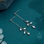 Sterling Silver Tiny Oval Pearl Long Dangle Earrings, thumbnail 1 of 12