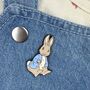 Peter Rabbit Sitting Enamel Pin Badge, thumbnail 2 of 3