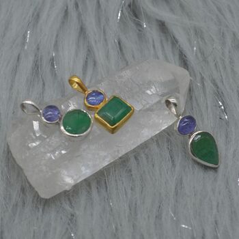Emerald Tanzanite Pendant: May December Birthstone, 2 of 10