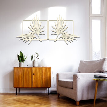 Tropical Palm Leaves Wooden Art Set Dual Panel Decor, 9 of 10