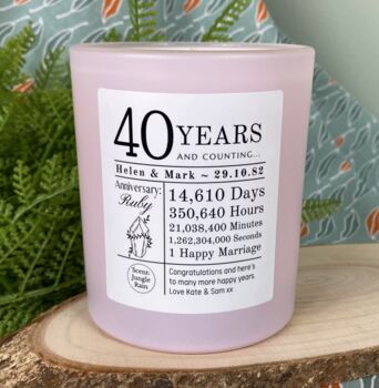 Personalised 40th Anniversary Years And Counting Candle, 3 of 11