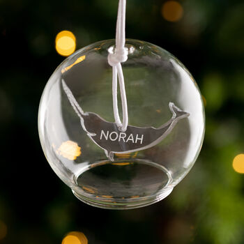 Personalised Narwhal Glass Dome Bauble, 2 of 4
