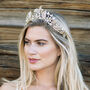 Darcie Gold Plated Crystal And Pearl Floral Tiara, thumbnail 3 of 7