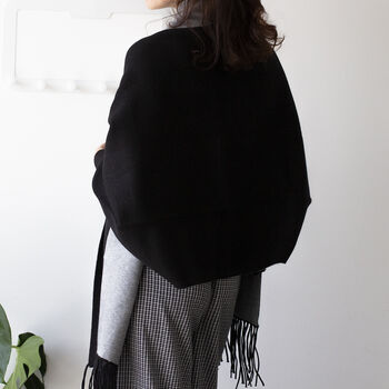 Reversible Two Colours Sleeved Plain Weave Poncho, 5 of 12