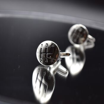Gear Shift Cufflinks Silver Driving Enthusiast Gift For Him, 6 of 6