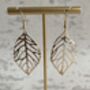 Dainty Statement Gold Leaf Earrings, thumbnail 3 of 3