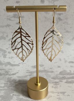 Dainty Statement Gold Leaf Earrings, 3 of 3
