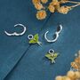 Sterling Silver Lunar Moth Enamel Huggie Hoop Earrings, thumbnail 4 of 10