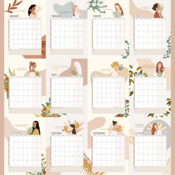 Neutral Women Floral A Monthly Wall Calendar By Flourish Paperworks