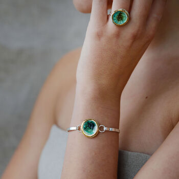 Round Emerald Reef Silver Plated Bangle, 3 of 8