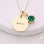 Personalised Gold Plated Sterling Silver May Birthstone Emerald Pendant Necklace, thumbnail 1 of 9