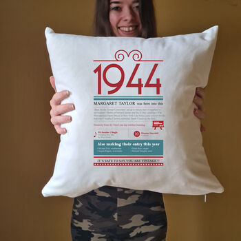 Personalised 80th Birthday Gift 1944 Cushion, 3 of 9