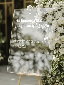 All Because Two People Swiped Right Wedding Vinyl Lettering For Mirrors And Signs, 4 of 6