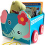 Wooden Pull Along Toy Box Storage Book Cart, thumbnail 3 of 12