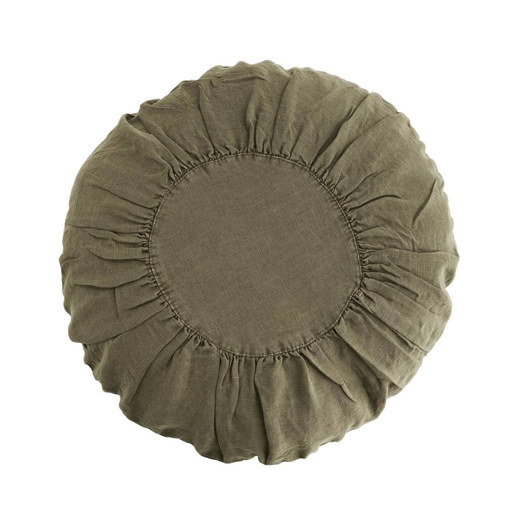 Round Khaki Green Cushion By The Den & Now