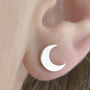 Silver Star And Moon Stud Earrings, thumbnail 2 of 5