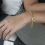 9ct Gold Heart Two Strand Belcher Chain T Bar Bracelet, thumbnail 2 of 5