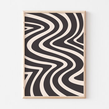 Black White Abstract Wavy Pattern Wall Print, 2 of 4