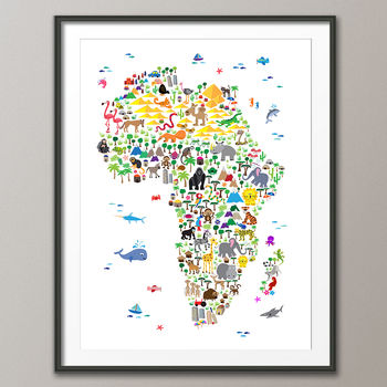 Animal Map Of Africa Childrens Print, 4 of 6