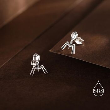 Sterling Silver Bacteriophage Stud Earrings, 7 of 12