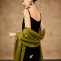 100% Mulberry Silk Scarf, Olive Green In Gift Box, thumbnail 4 of 6