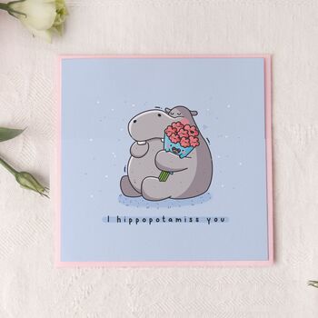 Cute Hippo Miss You Card, 9 of 10