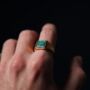 Gold Square Opal Gemstone Signet Ring For Men, thumbnail 7 of 10