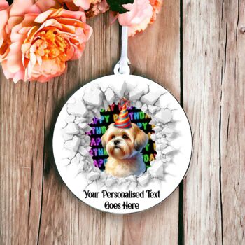 Personalised Lhasa Apso Birthday Break Through Dog, 6 of 8