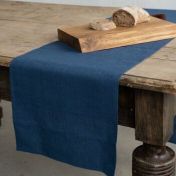 Soft Linen Blue Handmade Table Runner, 2 of 5