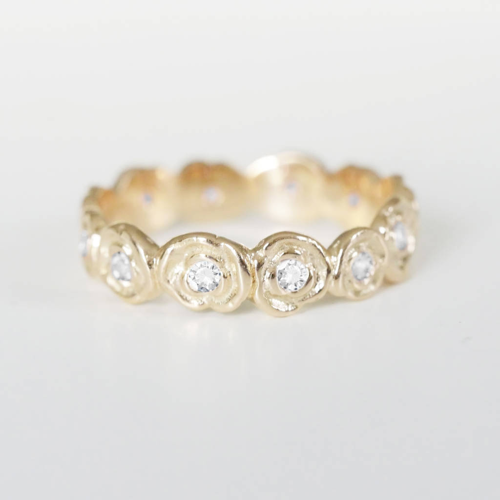 Gold Diamond Wedding Ring Of Roses, 1 of 2