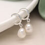 Sterling Silver Freshwater Pearl Half Hoop Earrings, thumbnail 1 of 7