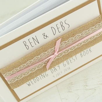 Personalised Hessian Lace Wedding Guest Book By Dreams To ...