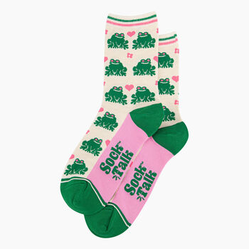 Women's Bamboo Socks Cream Frog Love Hearts, 2 of 5