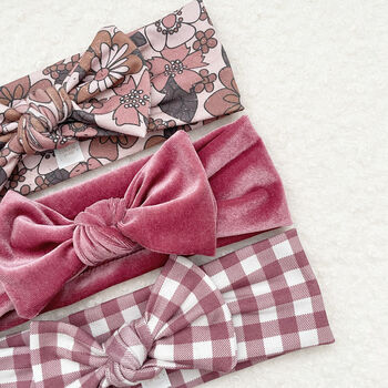 Mulberry Gingham Bow Headband, 3 of 3