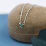 Extra Tiny Emerald Green Cz Necklace In Sterling Silver, thumbnail 5 of 11