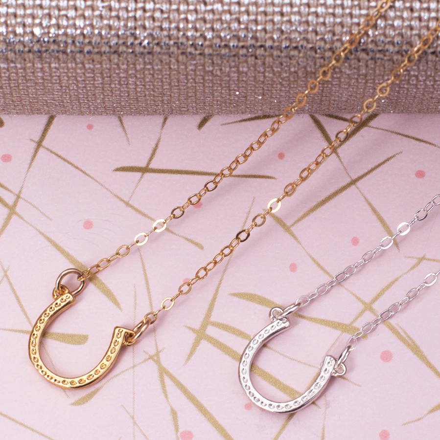 Lucky Silver Horseshoe Necklace By Lily King