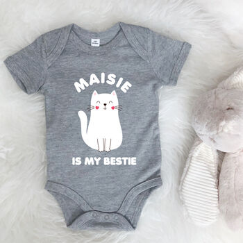 Personalised Cat Is My Bestie Babygrow, 3 of 6