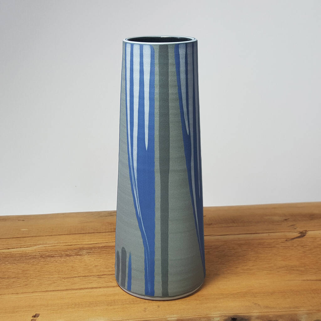 Handmade Blue 'Waterfall' Stem Vase By Rowena Gilbert Contemporary