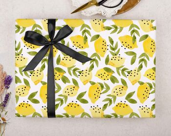 Three Sheets Of Botanical Lemons Wrapping Paper, 2 of 2