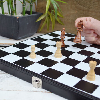 Monogrammed Three In One Backgammon And Chess Set, 2 of 2