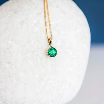 Genuine Emerald Necklace In 9ct Gold, 3 of 12