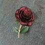 Rose Red Flower Gold Tone Brooch, thumbnail 1 of 2