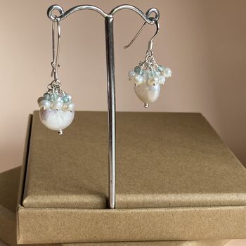Aquamarine And Pearl Earrings, 2 of 3