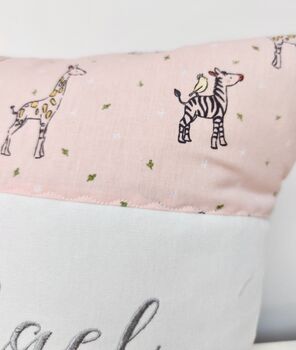 Giraffe, Elephant And Zebra Name Cushion Personalised, 6 of 7
