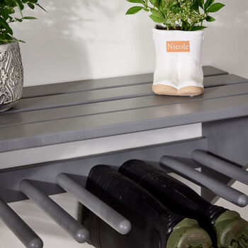 Grey Wooden Wall Wellington Boot Rack, 6 of 6